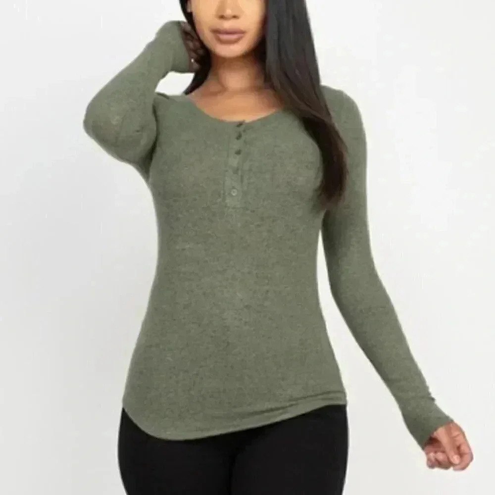 Button Down Round Neck Top